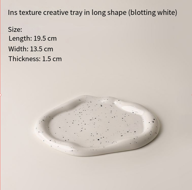 Speckled White Ceramic 3 Piece Tray Set (Round+Long+Irregular)