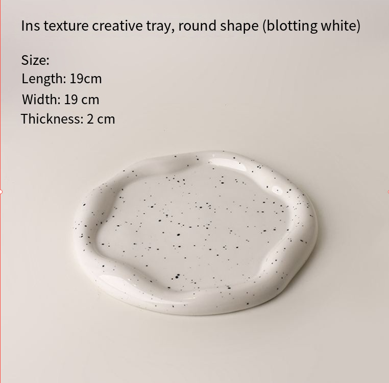 Speckled White Ceramic 3 Piece Tray Set (Round+Long+Irregular)