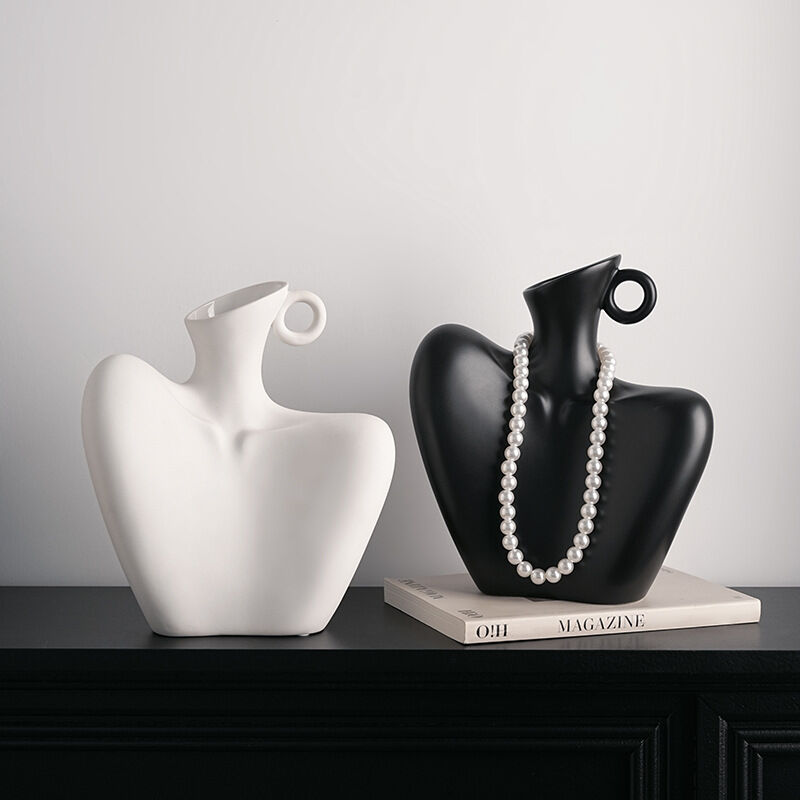 Wabi-Sabi Human Form Vase Set of 2 (Black & White)