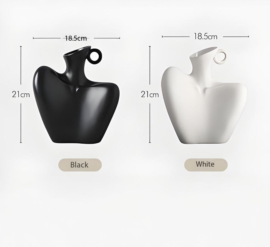 Wabi-Sabi Human Form Vase Set of 2 (Black & White)