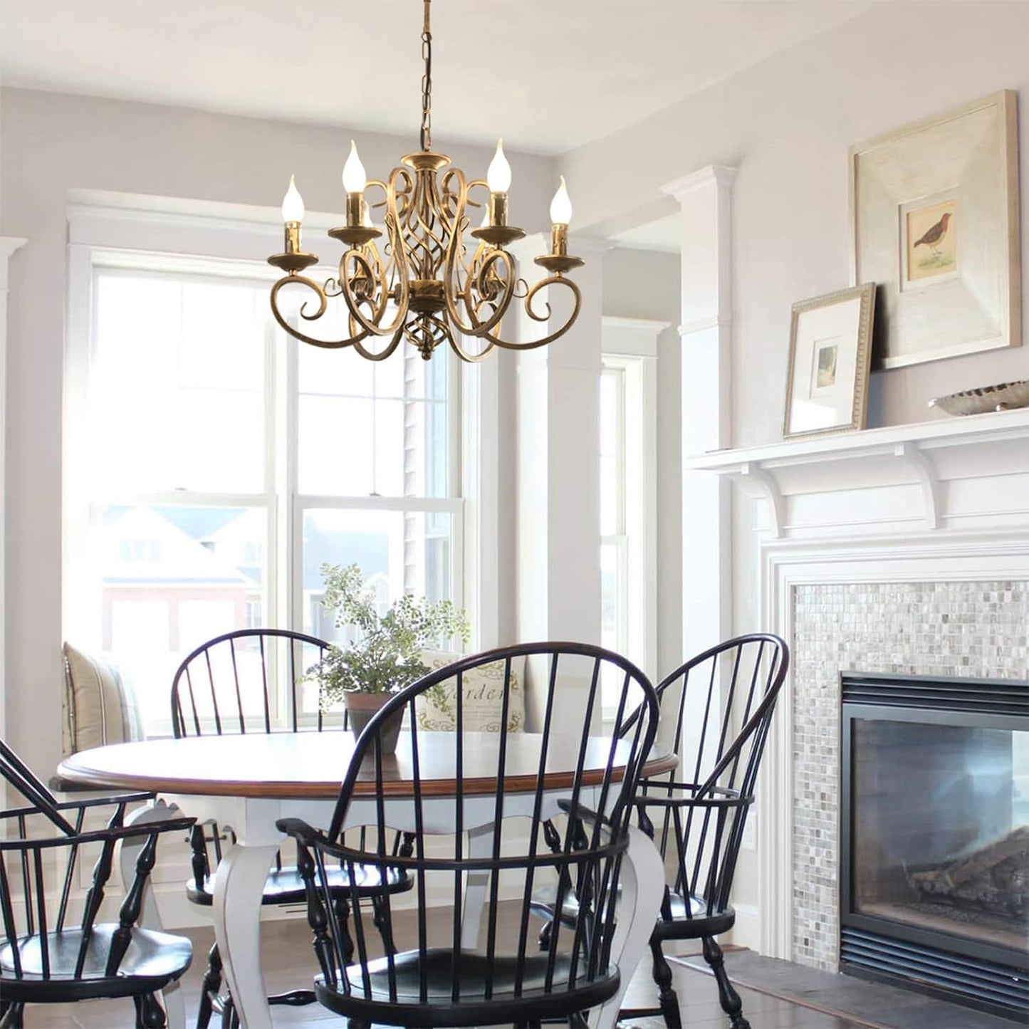 French Country Chandelier, 6 Lights, Rustic.