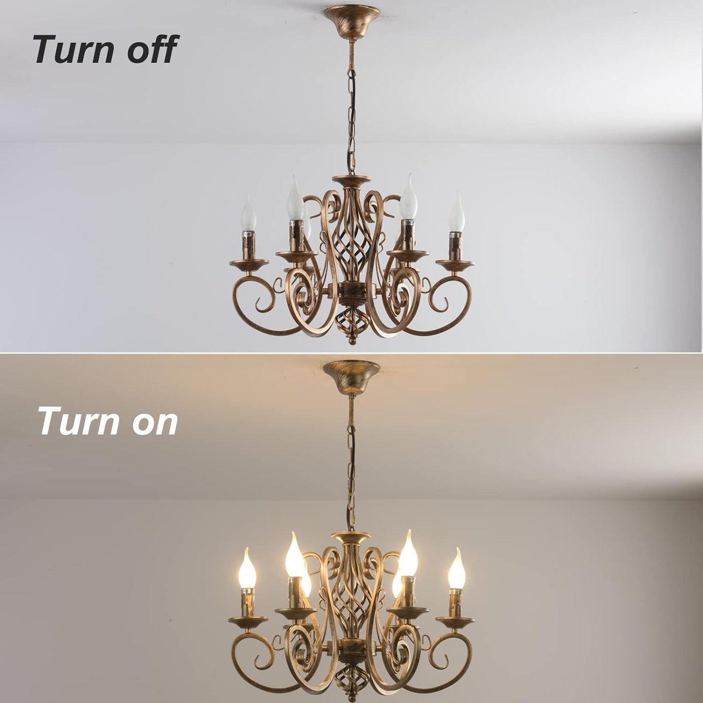 French Country Chandelier, 6 Lights, Rustic.