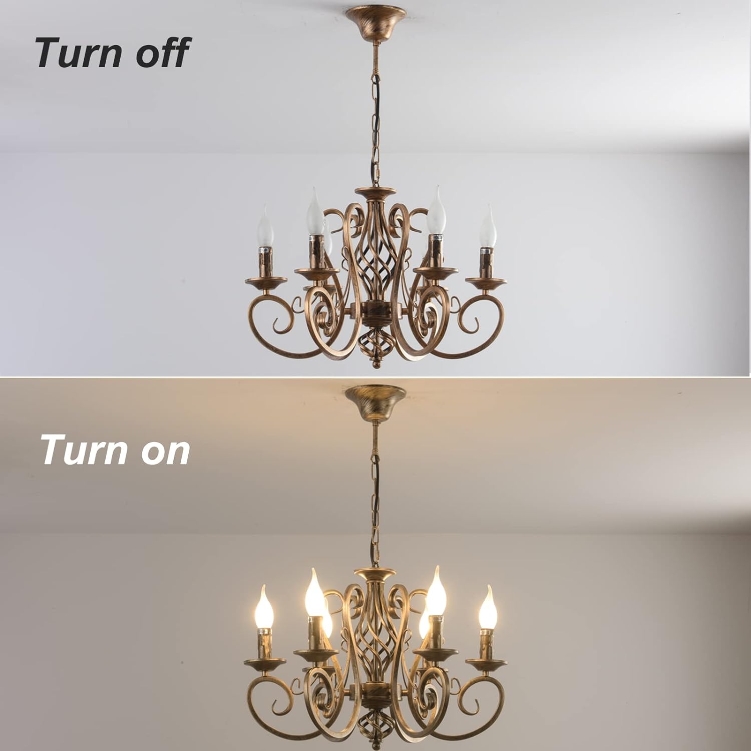 French Country Chandelier, 6 Lights, Rustic.