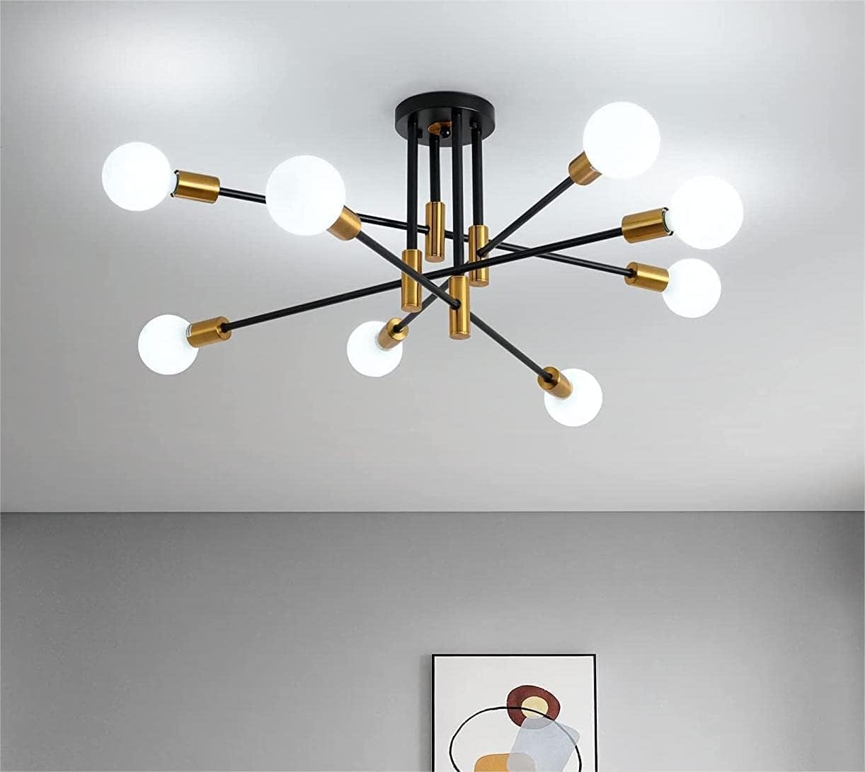 Modern Black Gold Ceiling Light 8 Lights.