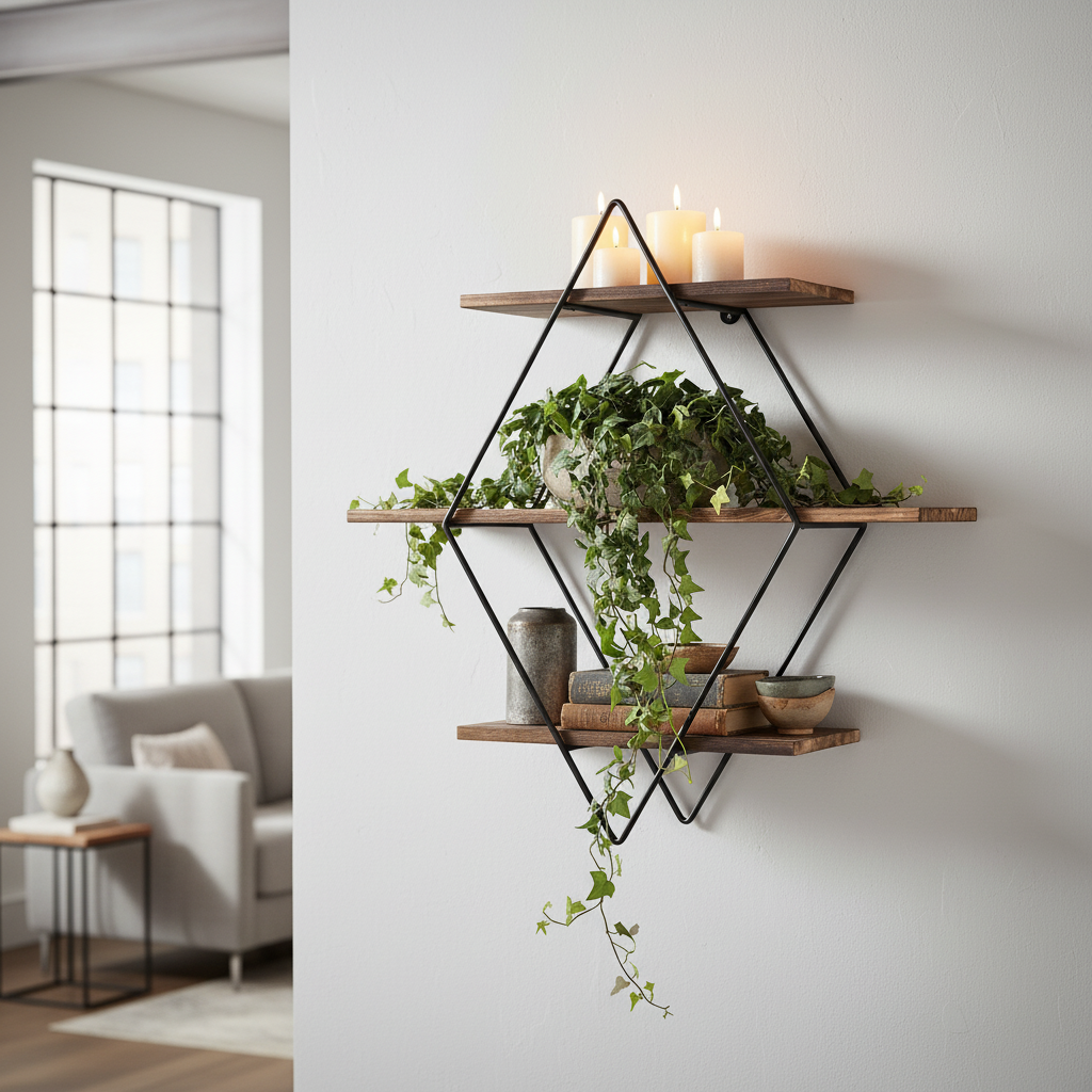 Vintage Rustic Wooden Floating Shelves