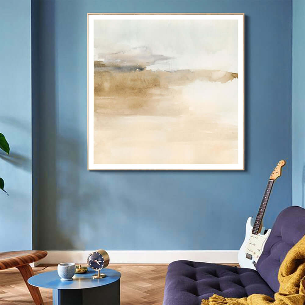 Wall Art 100cmx100cm Atmospheric Edge II Gold Frame Canvas.