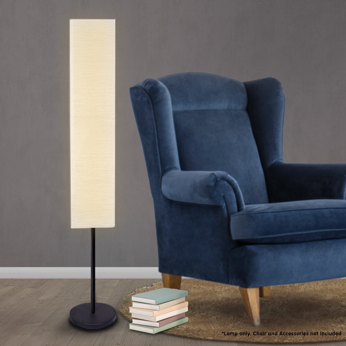 Sarantino Metal Floor Lamp with White Paper Wrinkle Shade Light Stand.
