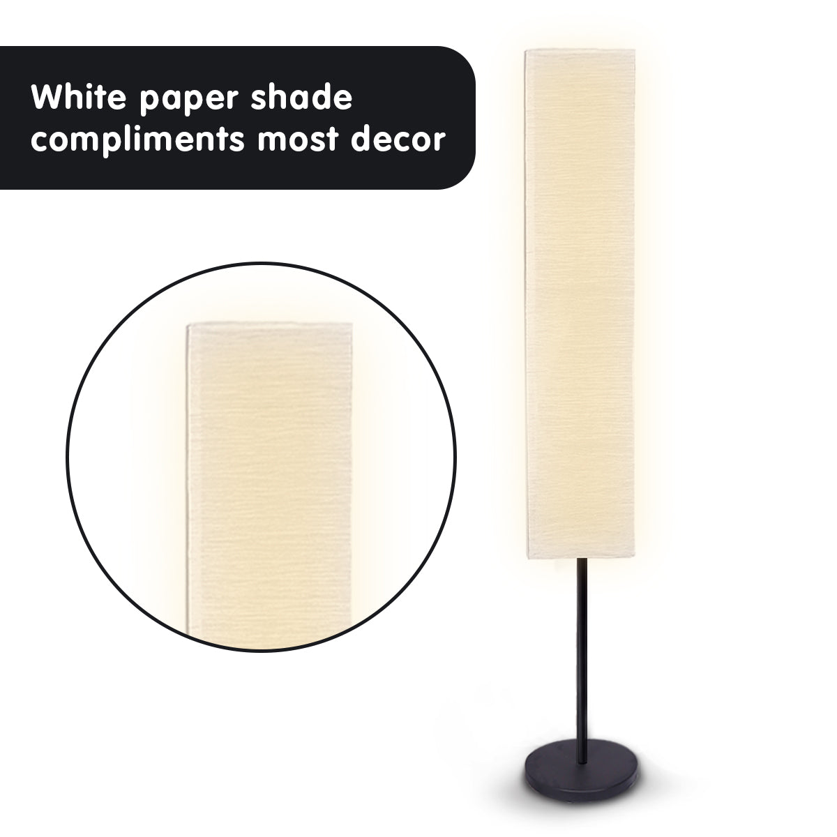 Sarantino Metal Floor Lamp with White Paper Wrinkle Shade Light Stand.