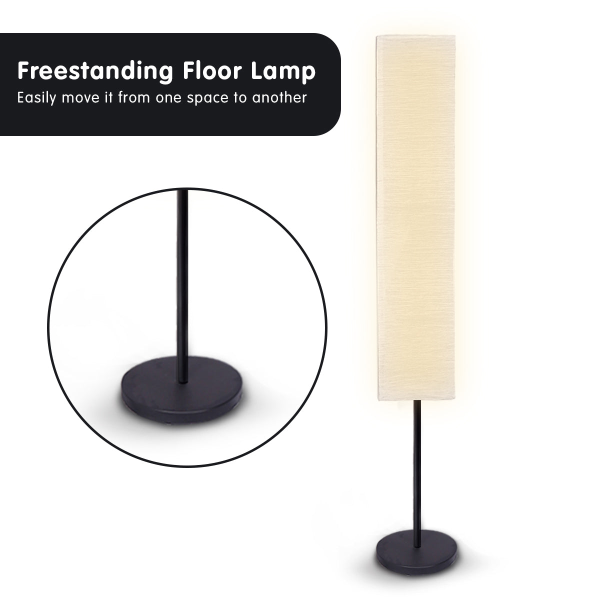 Sarantino Metal Floor Lamp with White Paper Wrinkle Shade Light Stand.