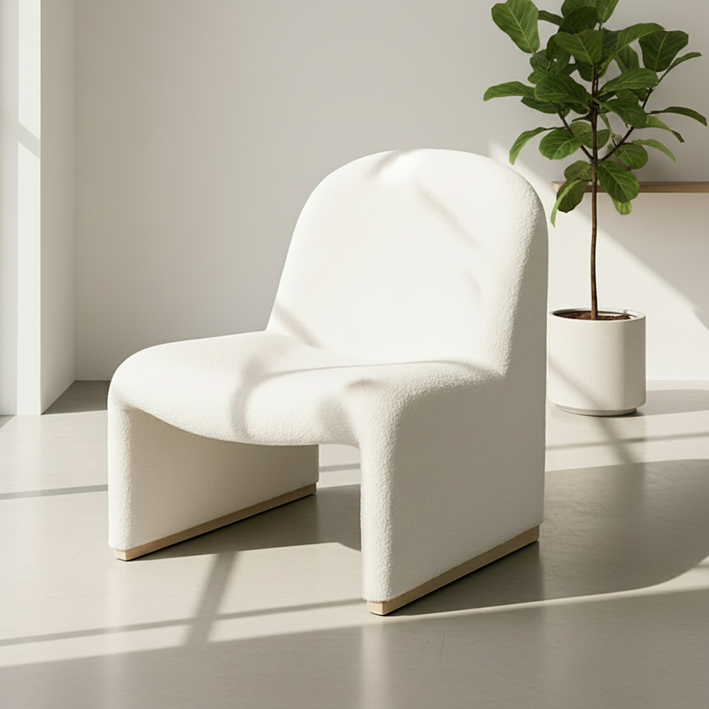 Haven Boucle Armchair In  Sculptural White