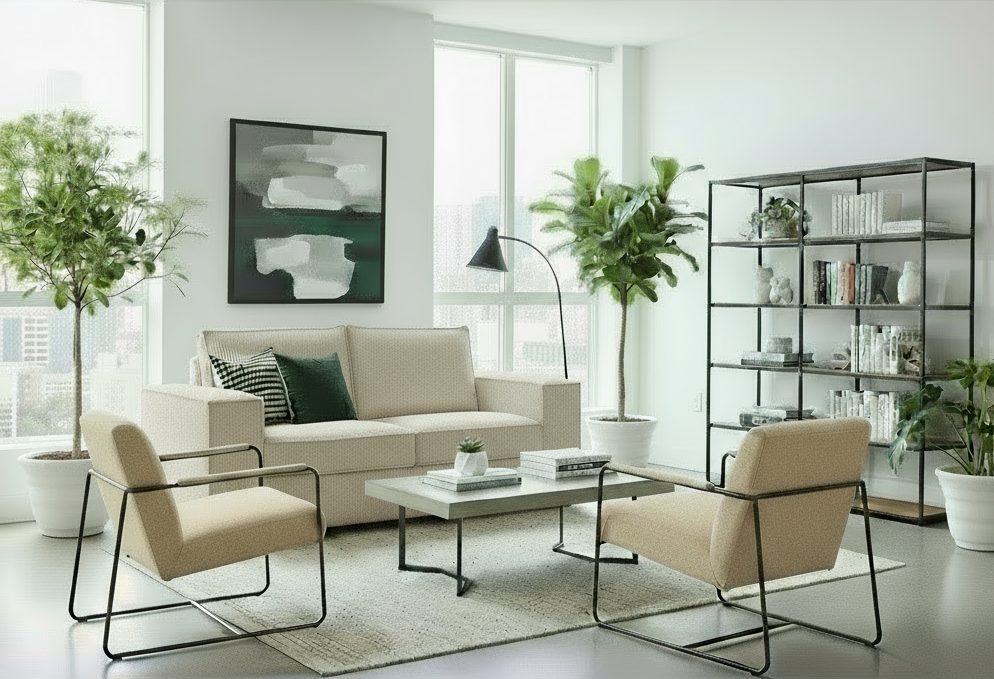 Reno 3 Seater Sofa Beige Colour Fabric Upholstery Wooden Structure Knock Down Feature In Back & Arms