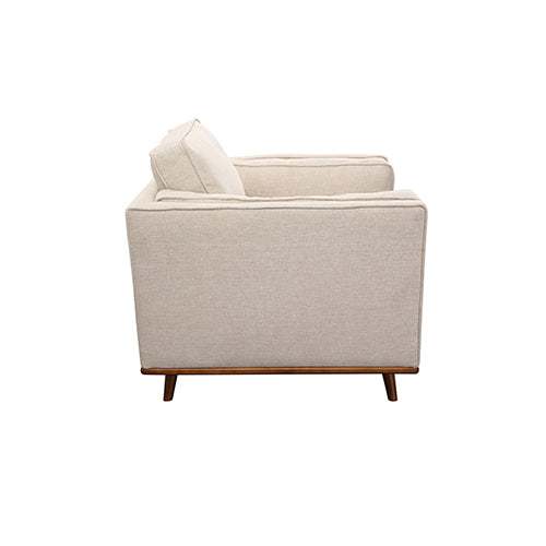 York Single Seater Armchair Sofa Modern Lounge Accent Chair in Beige Fabric with Wooden Frame