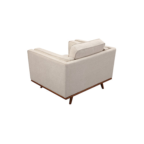 York Single Seater Armchair Sofa Modern Lounge Accent Chair in Beige Fabric with Wooden Frame