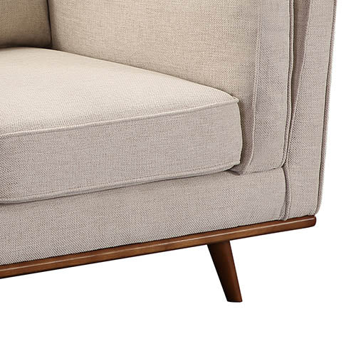 York Single Seater Armchair Sofa Modern Lounge Accent Chair in Beige Fabric with Wooden Frame