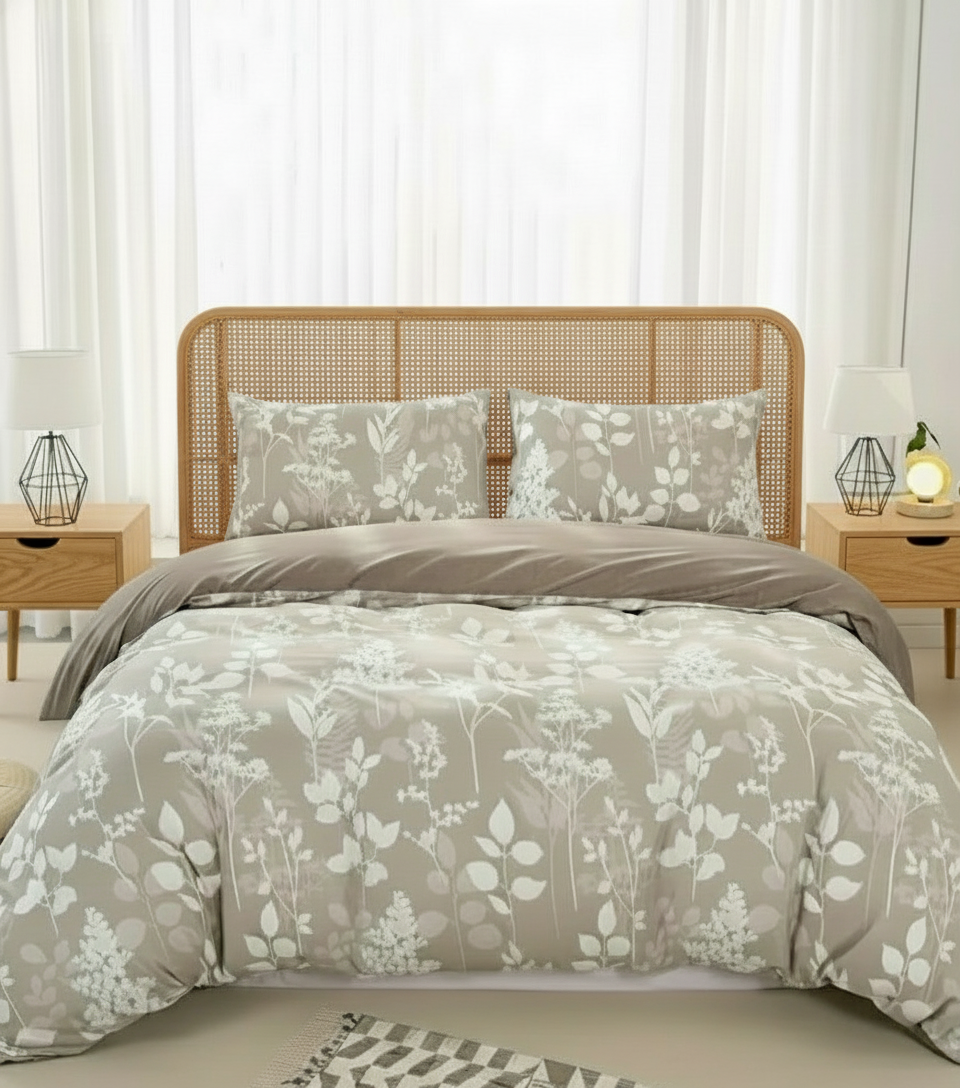 Dreamfields - Canvas Fleur Quilt Cover Set - (3pcs, Queen Size)