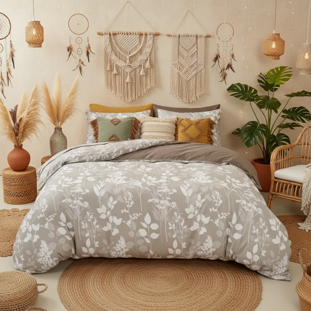 Dreamfields - Canvas Fleur Quilt Cover Set - (3pcs, Queen Size)