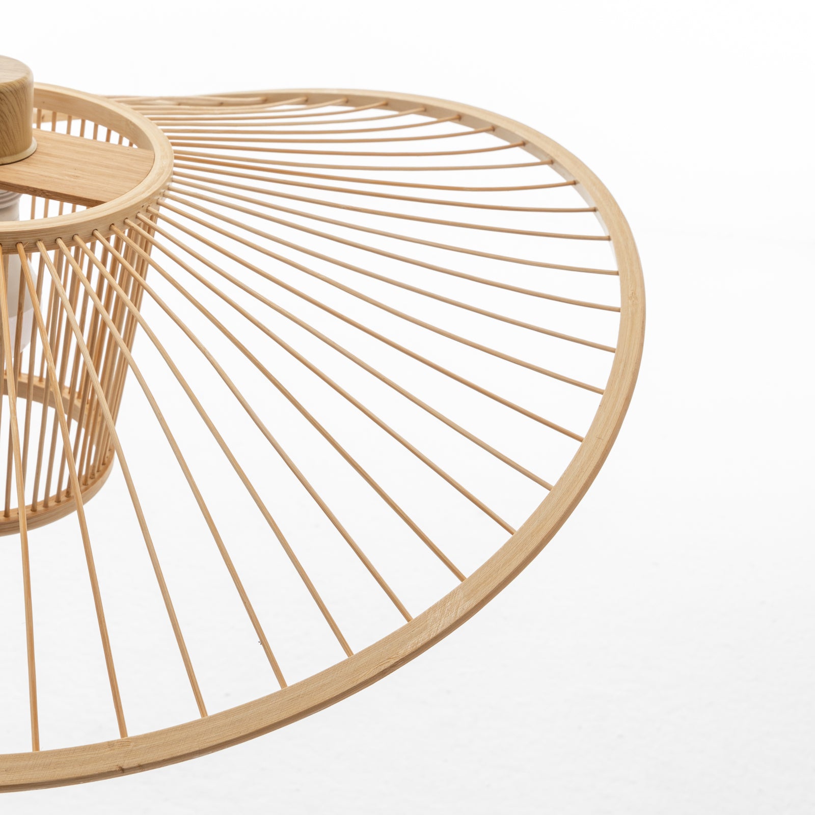 Elysian Breeze Natural Hand-Woven Bamboo Wide Brim Pendant Lamp.