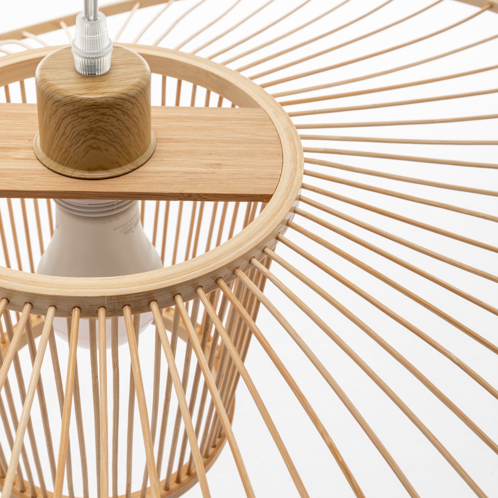 Elysian Breeze Natural Hand-Woven Bamboo Wide Brim Pendant Lamp.