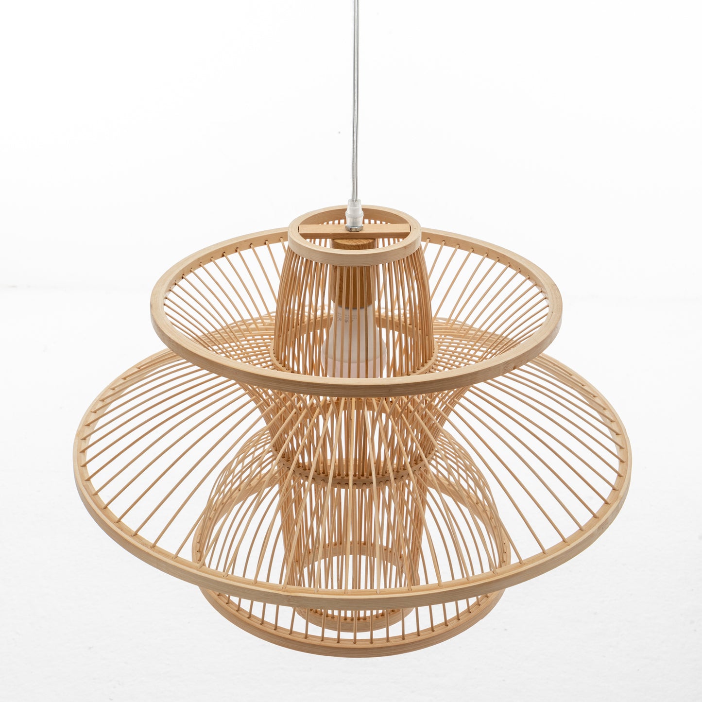 Aurora Natural Hand-Woven Bamboo 3-Layer Pendant Lamp Light.
