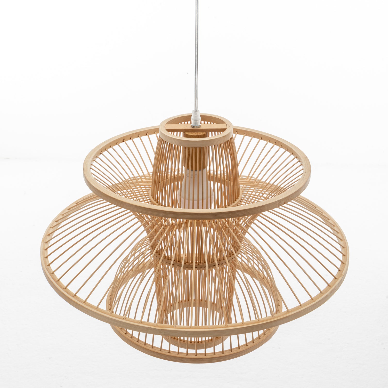 Aurora Natural Hand-Woven Bamboo 3-Layer Pendant Lamp Light.