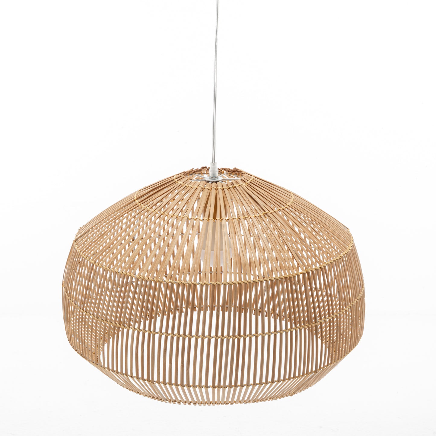 Solara Sphere Natural Hand-Woven Bamboo Cage Pendant Lamp Light.