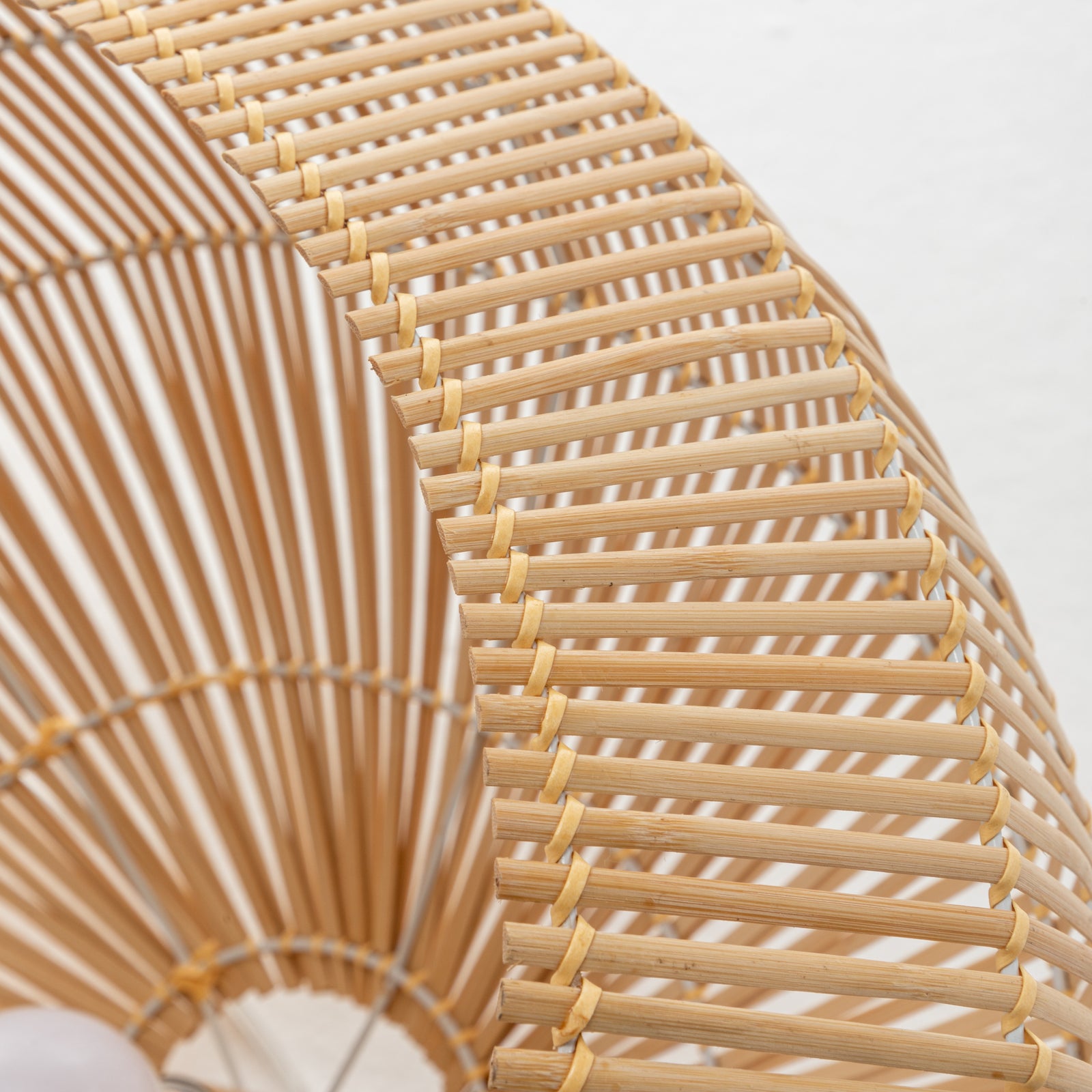 Solara Sphere Natural Hand-Woven Bamboo Cage Pendant Lamp Light.