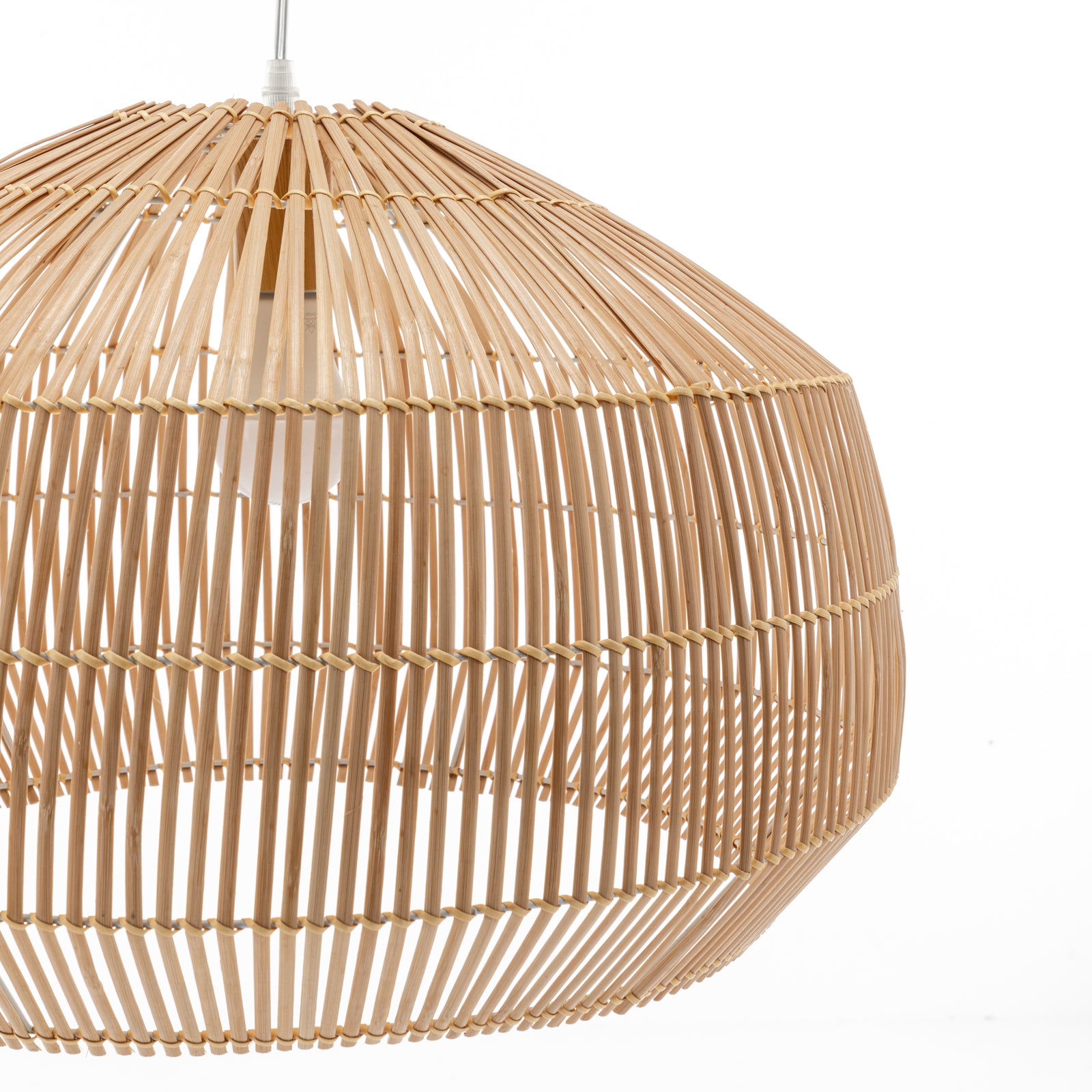 Solara Sphere Natural Hand-Woven Bamboo Cage Pendant Lamp Light.