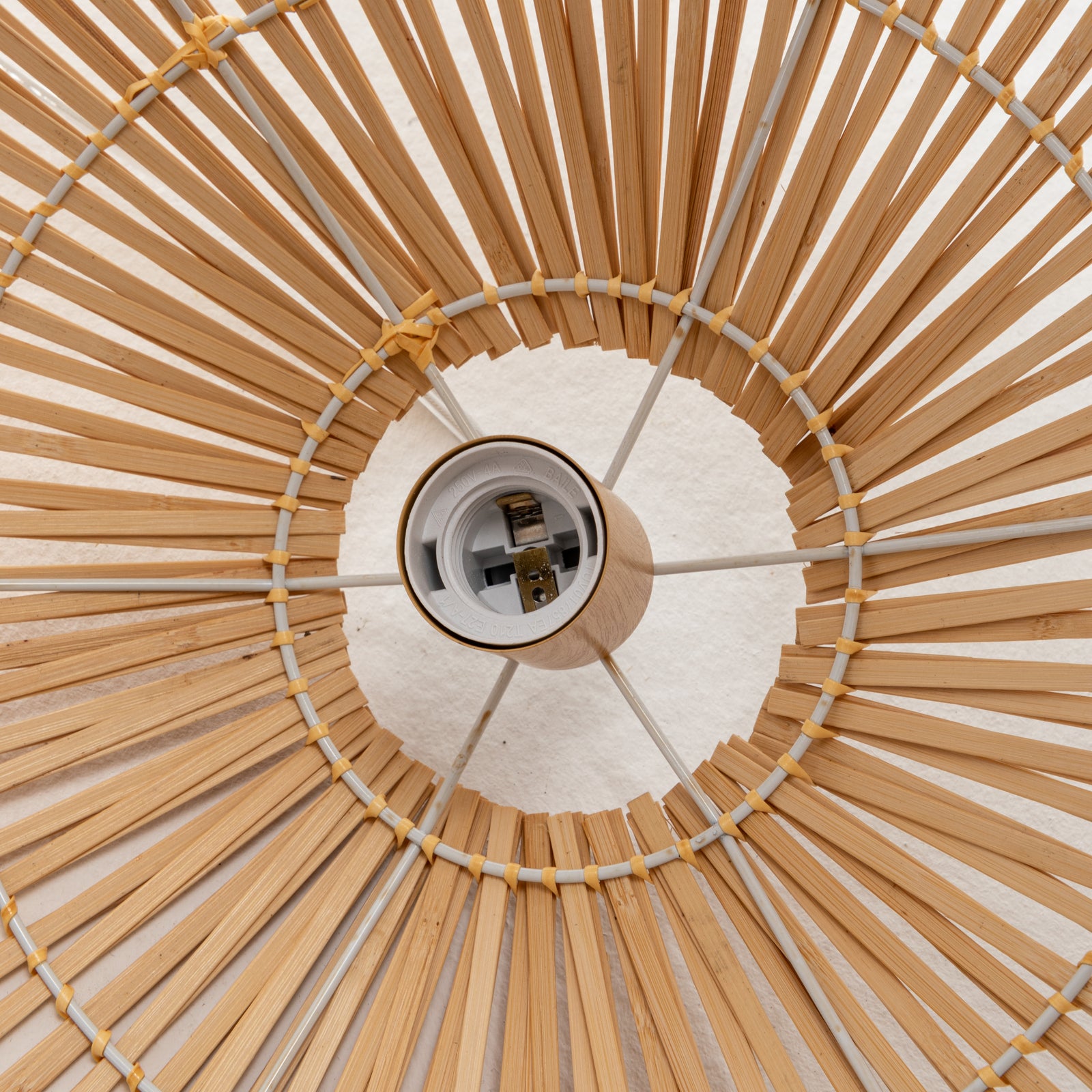 Solara Sphere Natural Hand-Woven Bamboo Cage Pendant Lamp Light.