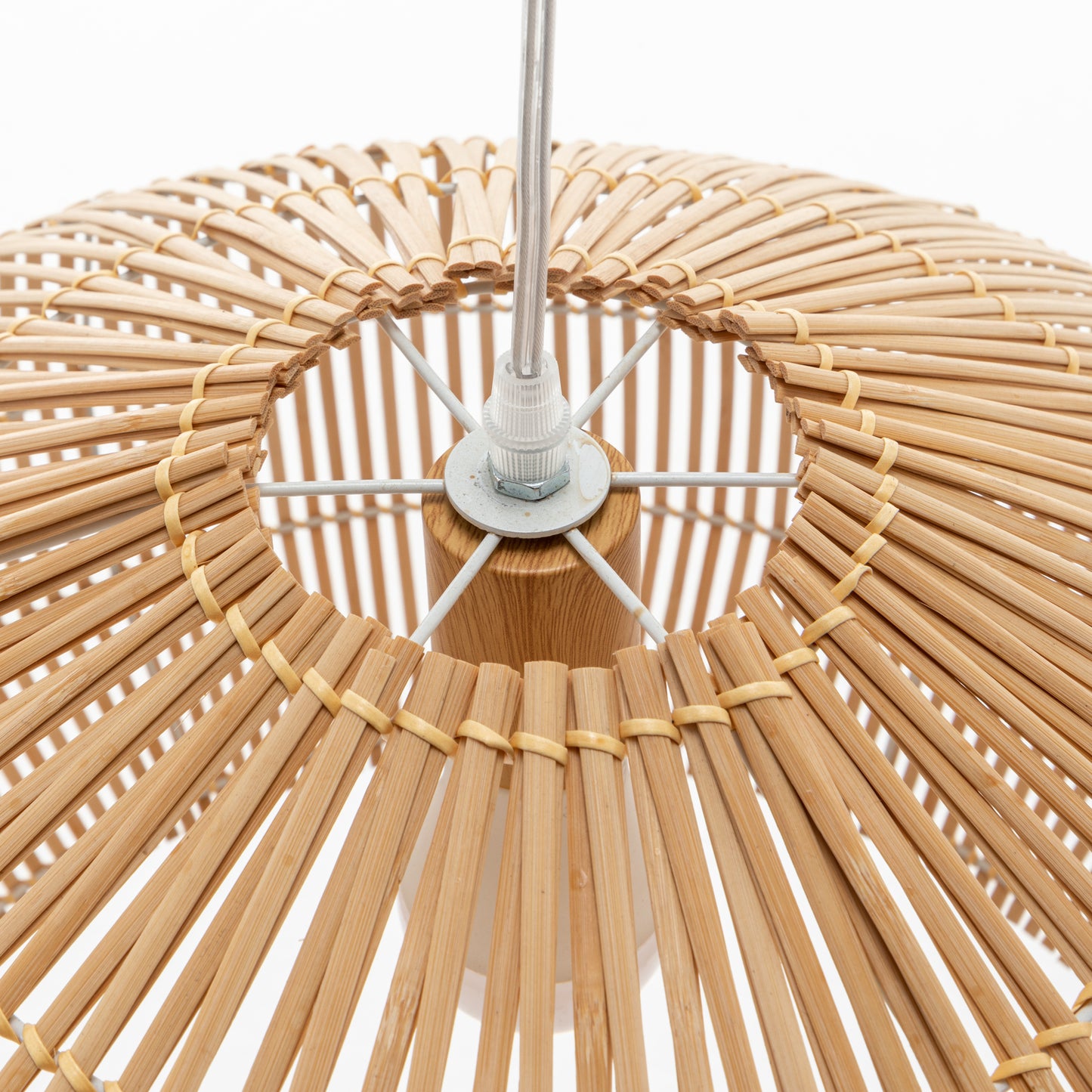Solara Sphere Natural Hand-Woven Bamboo Cage Pendant Lamp Light.