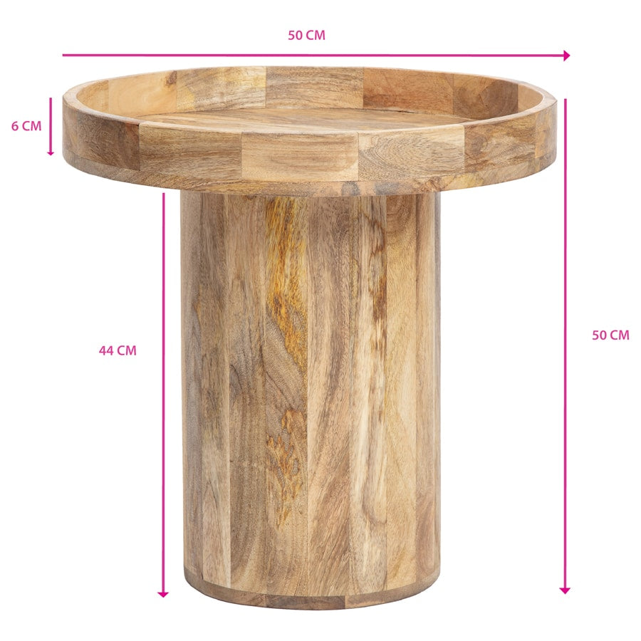 Tropea Mango Wood Side Table 50cm.