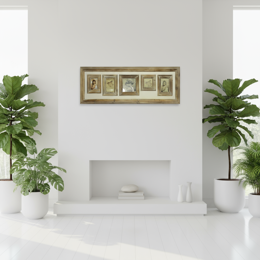 The Rustic Wooden 5 Collage Photo Frame - 110cm