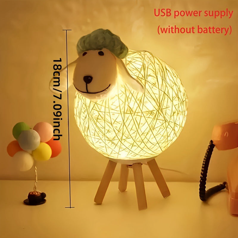Nordic-Style Sheep Night Light - Warm Romantic Bedroom Lamp.
