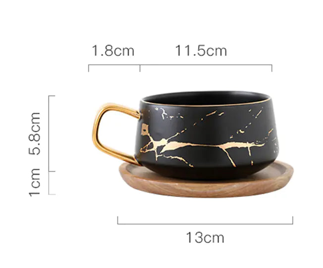 Nordic Gold Trim Ceramic Mug &  Saucer