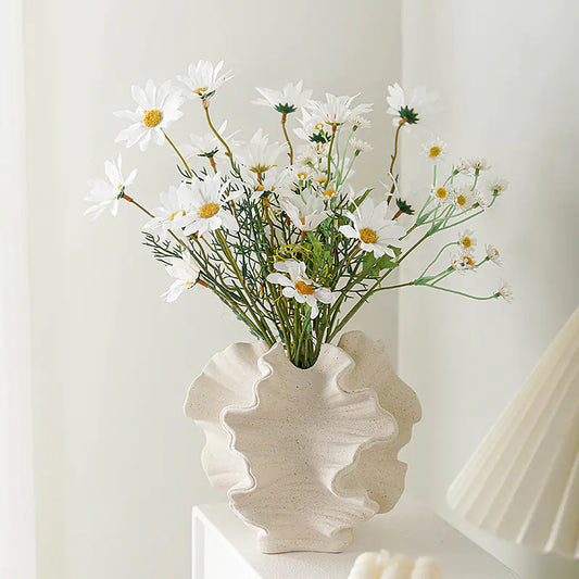 European White Ceramic Vase for Dried Flowers