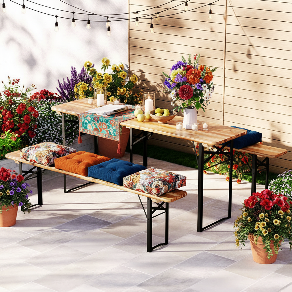 Gardeon 3 PCS Outdoor Furniture Dining Set Lounge Setting Patio Wooden Bench