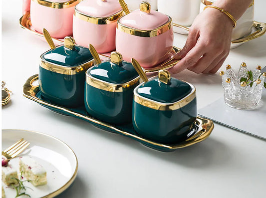 Ceramic Kitchen Spice or Jam Holder with Lid.