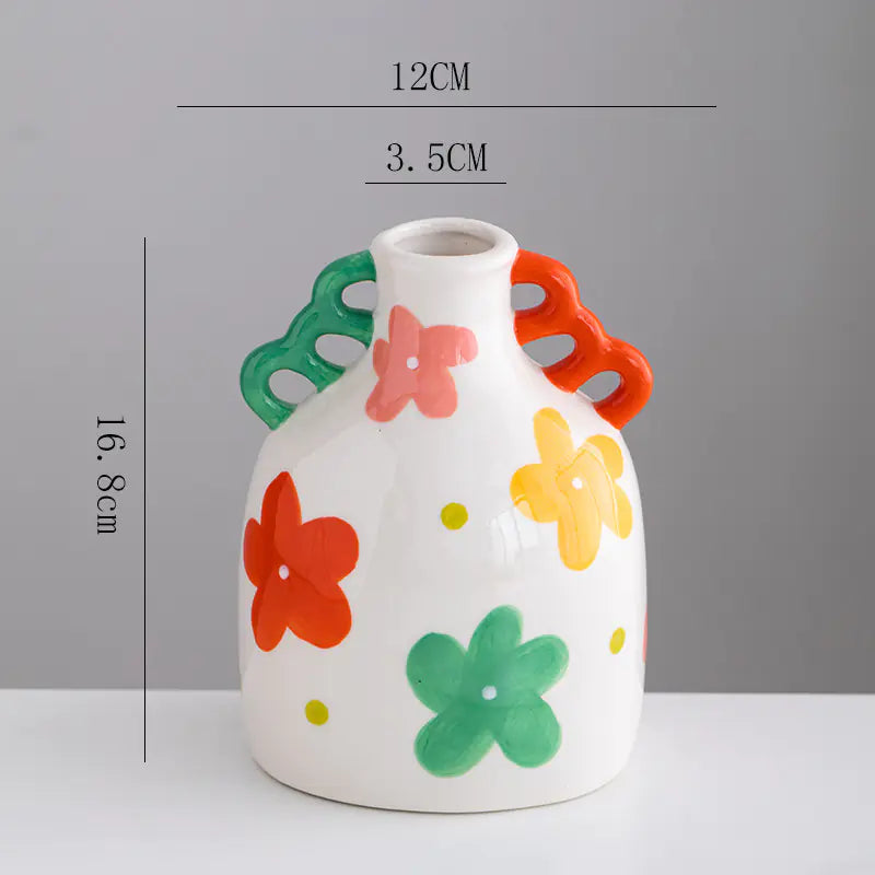 Colorful Ceramic Vase with Cute Vertical Stripes Design
