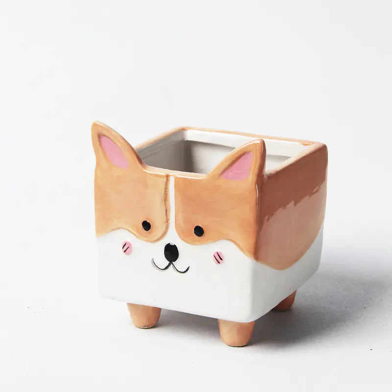 Corgi Ceramic Animal Planter for Succulents