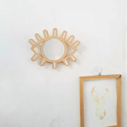 Nordic Wooden Eye-Shaped Wall Mirror