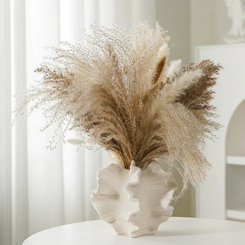 European White Ceramic Vase for Dried Flowers