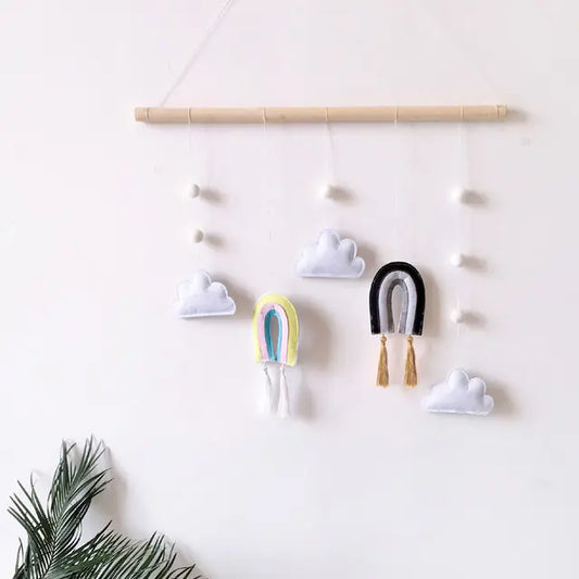 Wooden Cloud Rainbow Felt Pendant Wall Hanging