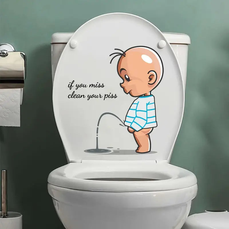 Cartoon Toilet Warning Sticker