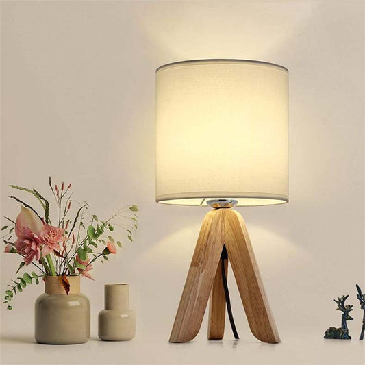 Nordic Three-fork Wood Fabric Table Lamp Simple Study And Bedroom Living Room Bedside Lamp