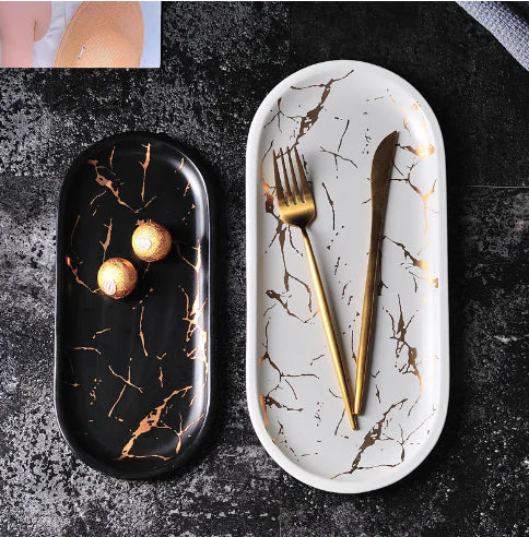 Nordic Ceramic Marble Style Fish Plate