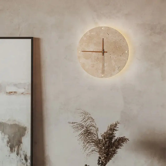 Wabi-Sabi Yellow Stone Wall Lamp Clock - LED