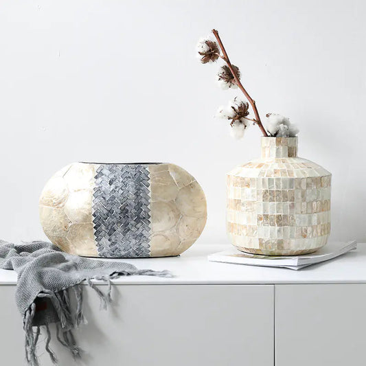 Sandy's Shell Inlay Vase The Nest Trading Company