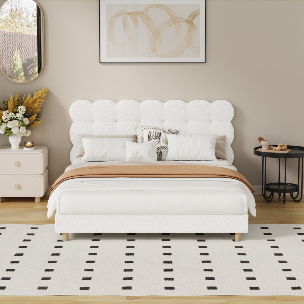 Luxurious Boucle Queen Bed Frame The Nest Trading Company