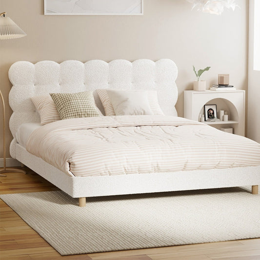 Luxurious Boucle Queen Bed Frame The Nest Trading Company