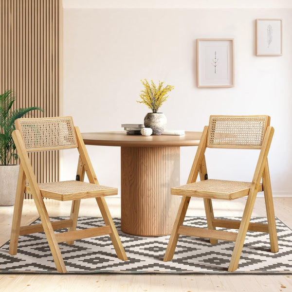 Set Of 2 Elegant Foldable Rattan Chairs