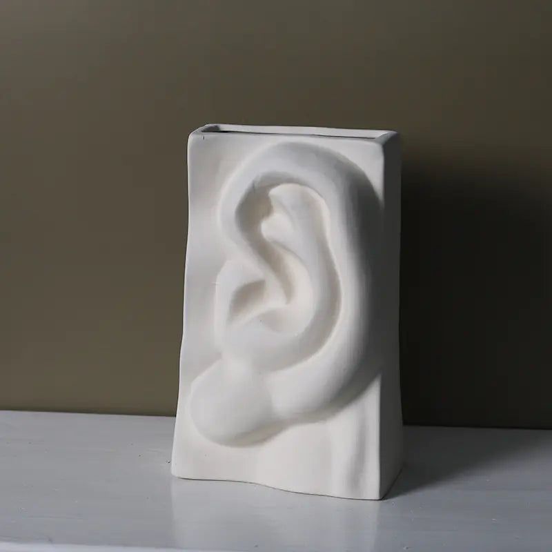 Ceramic Abstract Face Vase with Flower Insert